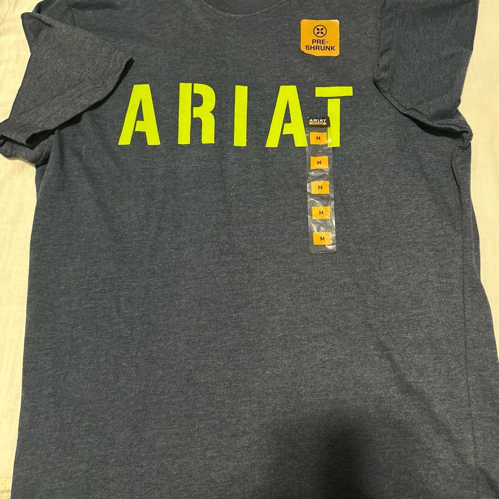 Ariat Charcoal Tee with Bright Yellow Lettering